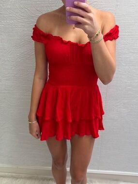Princess Polly Red Off-the-Shoulder Mini Dress